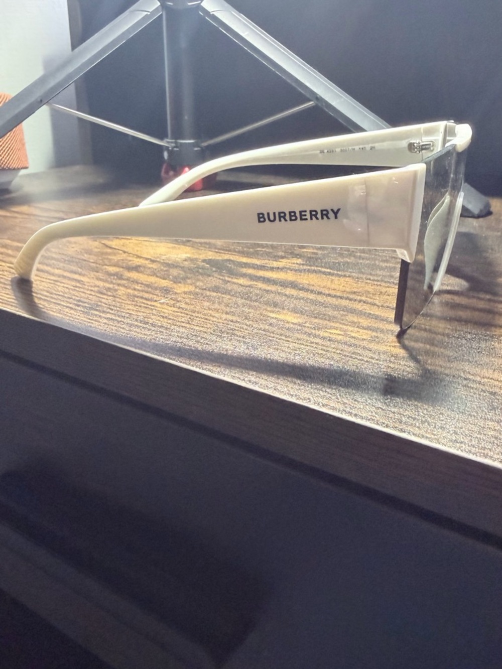 Burberry White Shield Sunglasses with Gradient Lenses comes with original case
